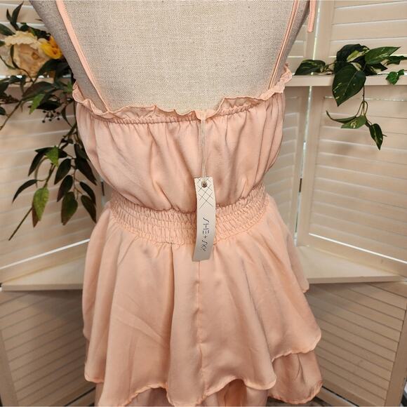SHE & SKY PINKY/PEACH RUFFLE ROMPER - Picture 6 of 8